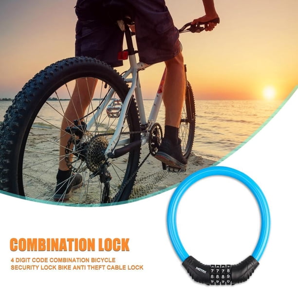 Candado de seguridad para bicicleta con combinación de código de 4 dígitos, candado de Cable antirrobo para bicicleta MTB