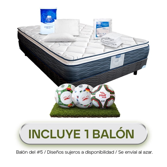 Colchón Queen Size + Box + Protector + Almohadas Restonic Maverick