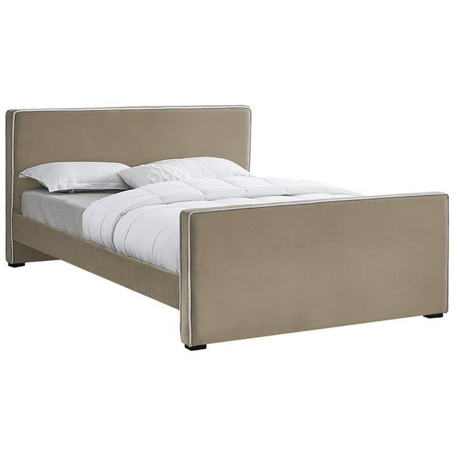 Meridian Furniture Lit Grand en Velours Beige Dillard