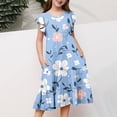thumbnail image 6 of LJEFF Girls Floral Dresses with Pockets, Ruffle Cute Casual Short Sleeve Kids Summer Midi Dresses Multicolor Size 10, 6 of 6