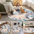 thumbnail image 5 of Ombre Blue Brown Round Area Rug 3Ft Washable Small Circle Rugs for Kitchen Entryway, Summer Abstract Coastal Ocean Beach Wave Non-Slip Carpet Floor Mats Indoor Outdoor Carpet Runner Home Decor, 5 of 8