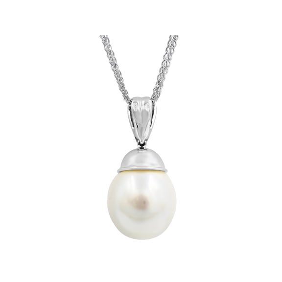 Estate Diamond and Pearl Necklace 18K White Gold 16 Inches