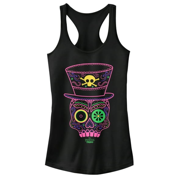 Junior's The Princess and the Frog Sugar Skull Racerback Tank Top Black Small