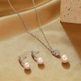 thumbnail image 3 of Charm Pearl Wedding Earring Necklaces Set for Women Elegant Vintage CZ Freshwater Pearl Jewelry Set Round White Pearl Costume Jewelry Accessories for Brides Bridesmaids, Birthday Gift, 3 of 11