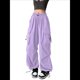 thumbnail image 3 of Pantalones Cargo para Mujer, Pantalones Casuales de Senderismo, Pantalones Holgados Y2K de Cintura Alta con Múltiples Bolsillos Púrpura M, 3 of 8