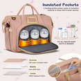 thumbnail image 3 of Diaper Bag Tote, Multifunctional Baby Changing Bag with Insulated Milk Bottle Pockets, Large Capacity Travel Backpack W/ USB Charging Port & Stroller Straps, Portable Newborn Baby Bags(Pink), 3 of 7