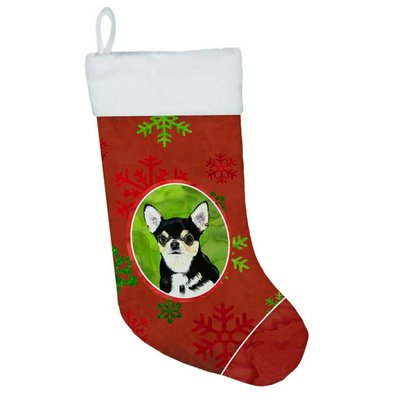 Carolines Treasures SC9439-CS Chihuahua Red and Green Snowflakes Holiday Christmas Christmas Stocking SC9439 Large