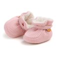 thumbnail image 6 of Xijirk Solid Rib Knit Lined Baby Booties Adjustable Strap Warm Crib Shoes Winter Pre Walker Footwear Pink,6-12 Months, 6 of 9