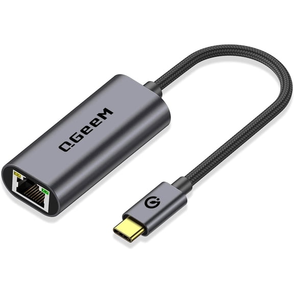USB C to Ethernet Adapter, Gigabit Ethernet to USB Type C, Thunderbolt 3/4 to RJ45 LAN Network Adapter Compatible for iPhone 15 Pro/max, MacBook Pro/Air, iPad Pro, Dell XPS etc-Classic Gray