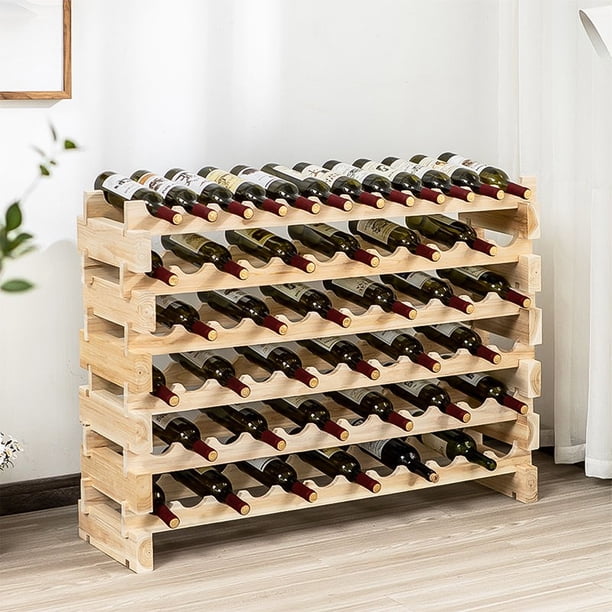 6 Layer Wooden Wine Rack, Stackable Storage Rack Independent Display ...