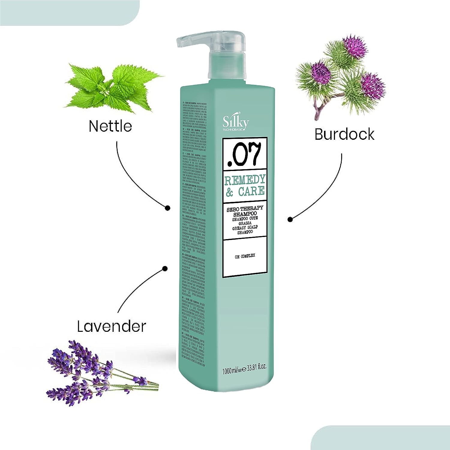 SILKY .07 Sebotherapy Shampoo for Oily Scalp with Natural Blend to Clear Scalp and Control Excess Oil Production (1000 ML)/33.8oz
