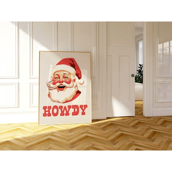 WestConfe Howdy Santa print, Western Christmas wall art, Cowboy Santa, Retro Christmas , Cowgirl Christmas art, Vintage Santa decor