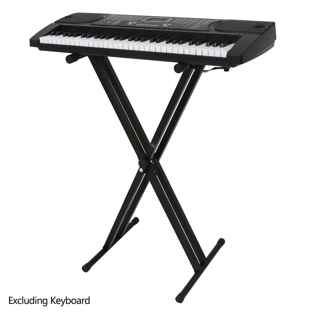 Keyboard Stand Portable Double Braced Adjustable Height Foldable X-Frame Music Electric Organ Holder Stand with Locking Strap 
