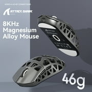 ATTACK SHARK R3 46g Superlight Wireless Gaming Mouse, Magnesium Alloy BT/2.4Ghz/Wired Computer Mouse, PAW3395 26K DPI Sensor, 8000Hz Wireless Polling Rate Programmable Mice for PC/Laptop/Mac (Grey)
