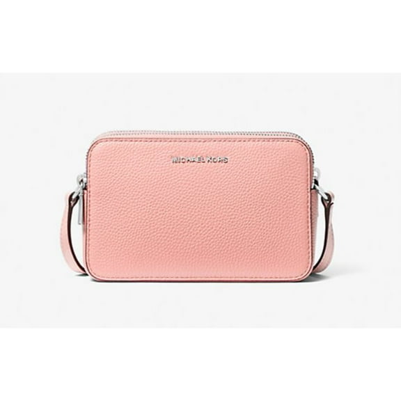 Michael Kors Womens Jet Set Small Pebbled Leather Double Zip Camera Bag Small 32S3SJ6C0T-pink(Pink)