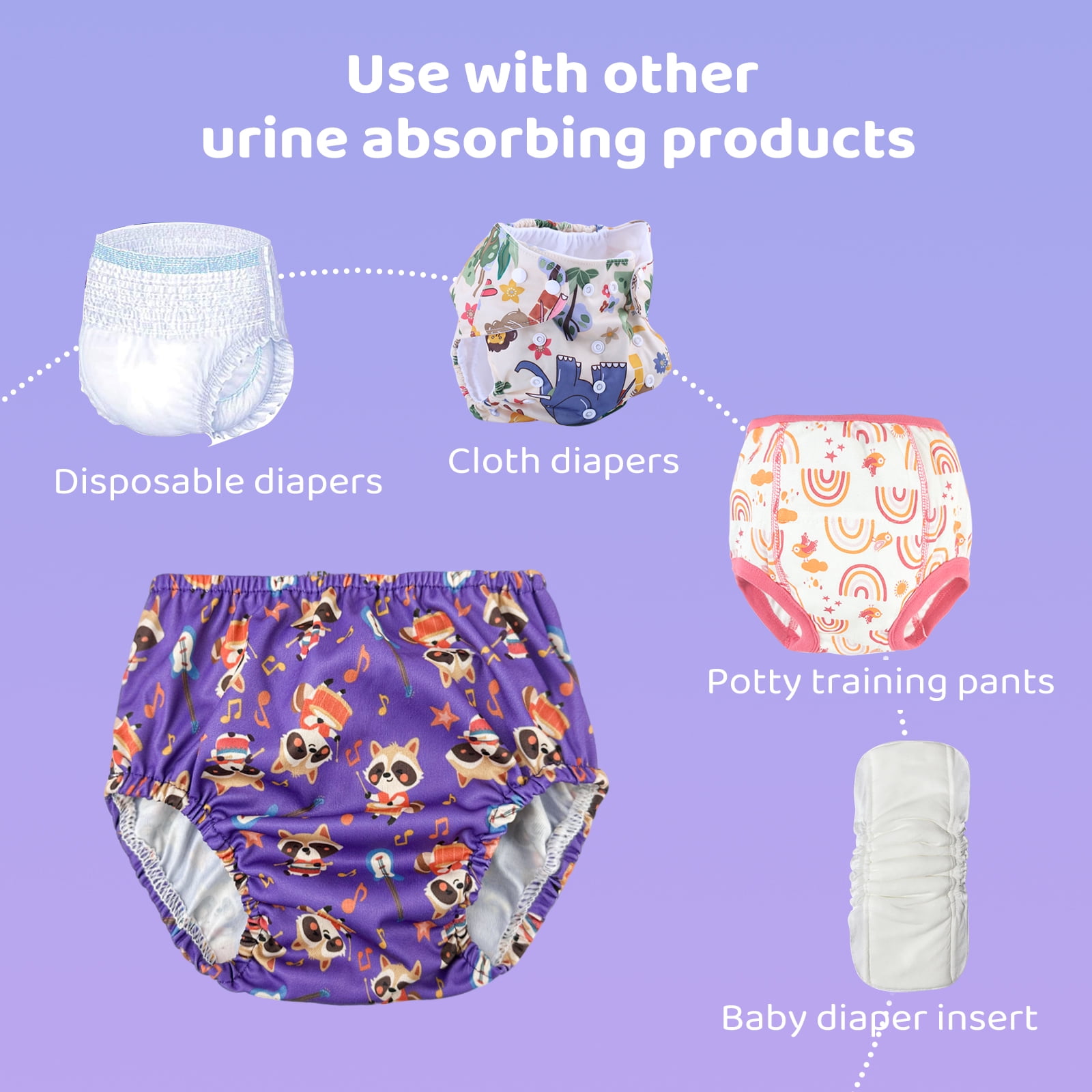 BISENKID 6 Packs Waterproof Plastic Training Pants for Toddlers Training Underwear Girls Good Elastic Plastic Underwear for Toddlers Girls 1t