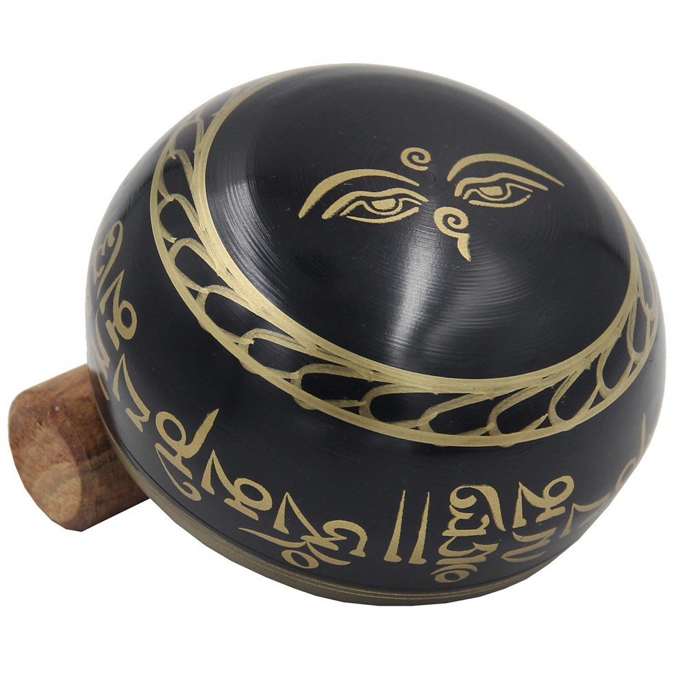 Tibetan Meditation Om Mani Padme Hum Peace Singing Bowl With Mallet (Black) - image 4 of 5