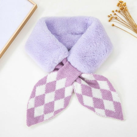 

Scarf Clearance All-Match Thick Plush Towel Cute Lady Trendy Winter Plush Scarf Jacket Lady Scarf Warm Bib Purple