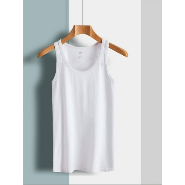 Women Cotton Vests Summer Sleeveless Fashion Shirt Accessories Summer Slim  Clothes Multi-size T-Shirt Threaded Thin Suspenders Shirts Accessories  Beige XXL 