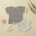 thumbnail image 6 of Youmylove Toddler Boys Short Sleeve Stripe Print T Shirt Tops And Shorts Child Kids 2Pcs Outfits Outfit For Boys, 6 of 7