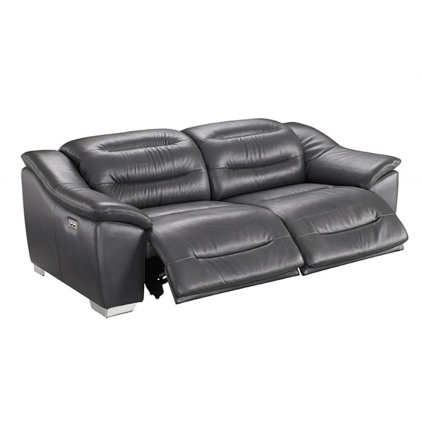 Dark Grey Top Grain Leather Electric, Modern Electric Recliner Sofa Leather