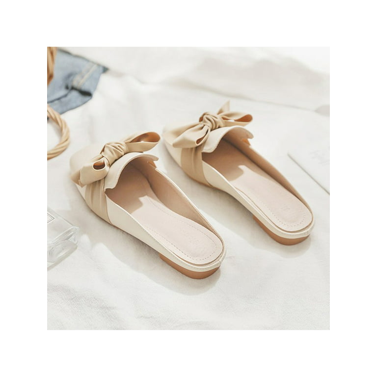 Sandals Mule Shoes Woman Autumn Pointed Toe Flat Quality Slippers Half