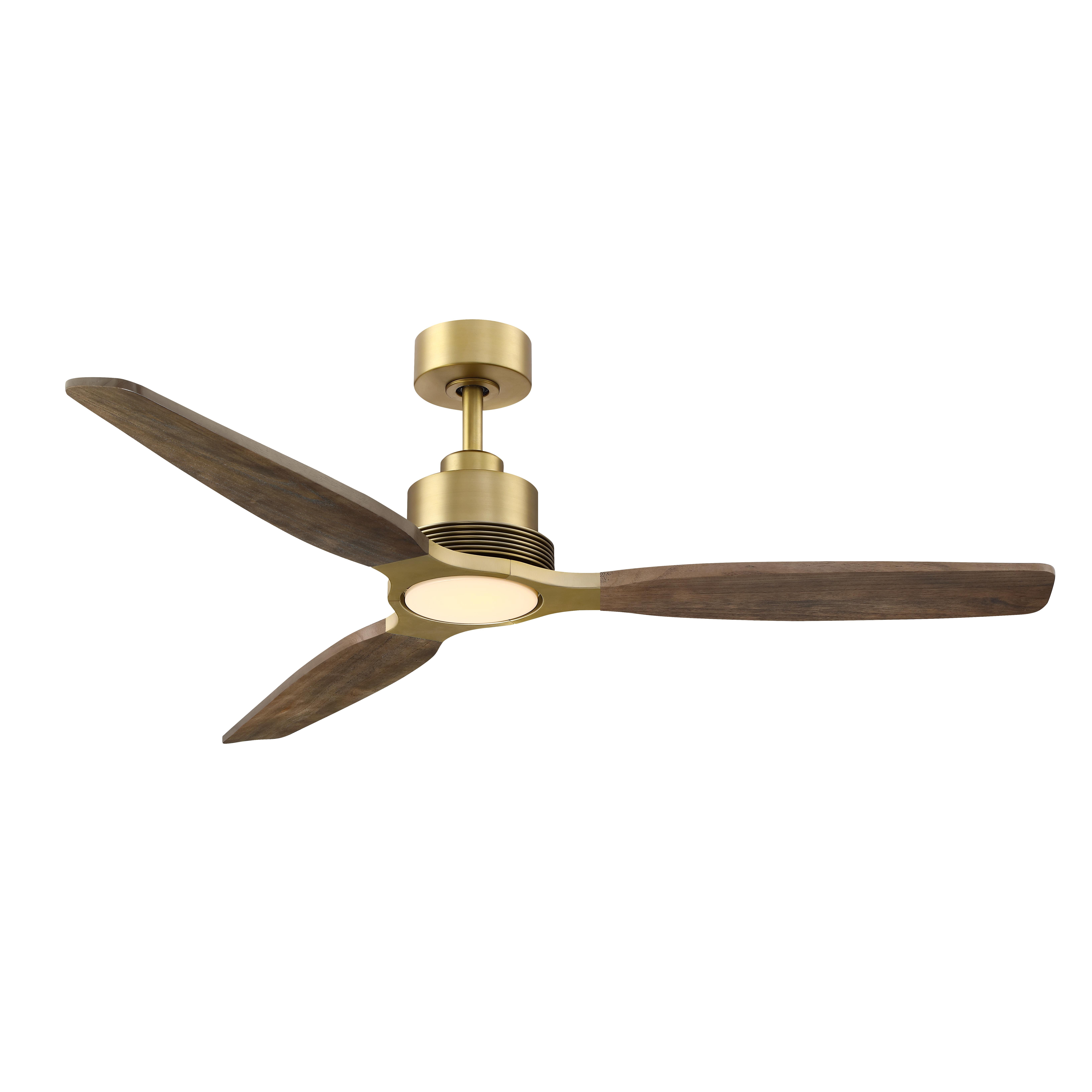 Parrot Uncle Modern 56" Brass Solid Wood Propeller LED Ceiling Fan with Remote Control, DC Motor, Living Room Ceiling Fan