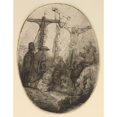 thumbnail image 2 of Rembrandt van Rijn 12x14 Black Ornate Wood Framed Double Matted Museum Art Print Titled: The Crucifixion (About 1641), 2 of 5