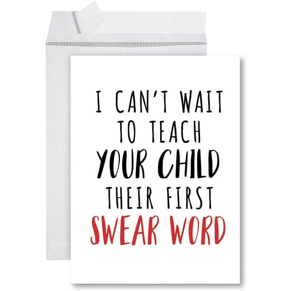 Koyal Wholesale Funny Jumbo Baby Shower Card With Envelope 8.5 x 11 inch, Funny Greeting Card, First Swear Word