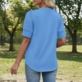 thumbnail image 7 of Xijirk Women's V-Neck Short Sleeve Blouse Puffed Sleeve T-Shirt with Button Casual Top for Everyday Wear,XL, 7 of 7