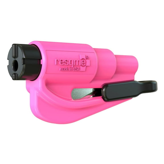 resqme Emergency Keychain Car Escape Tool Seat Belt Cutter, Window Breaker, Hammer Pink