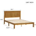 thumbnail image 2 of Full Platform Bed, Solid Wood Bed Frame with Headboard and Sturdy Legs, Modern 55 Inch Wide Slat-Supported Low Bed for Kids Adults Bedroom, No Box Spring Needed, Light Brown, 2 of 7