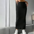 thumbnail image 6 of comerut Women Fall Winter Skirt High Waist Knitted Elastic Thick Warm Ankle Length Striped Slim Fit Soft Sheath Lady Maxi Skirt, 6 of 8