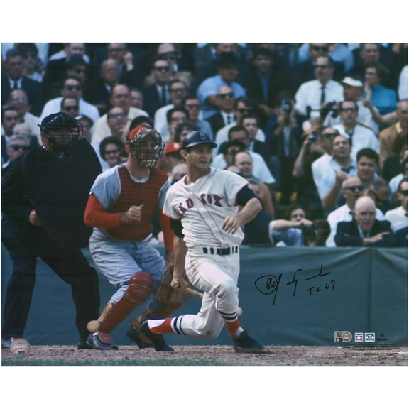 Carl Yastrzemski Boston Red Sox Autographed 16" x 20" 1967 World Series Hitting Photograph with "TC 67" Inscription - Fanatics Authentic Certified