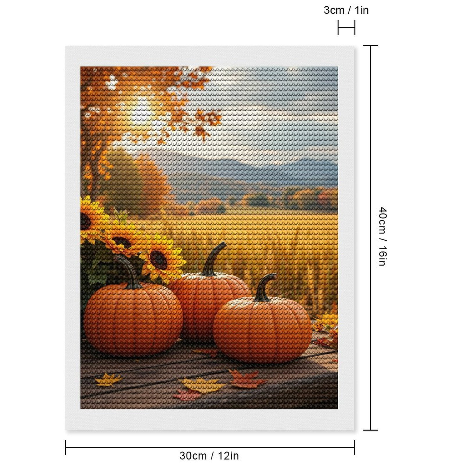 Diamond Art Kits for Adults, Autumn Harvest Pumpkins Sunflowers 5D Diamond Painting Kits for Adults Beginners, DIY Full Drill Diamond Painting, Gem Art and Crafts 12x16