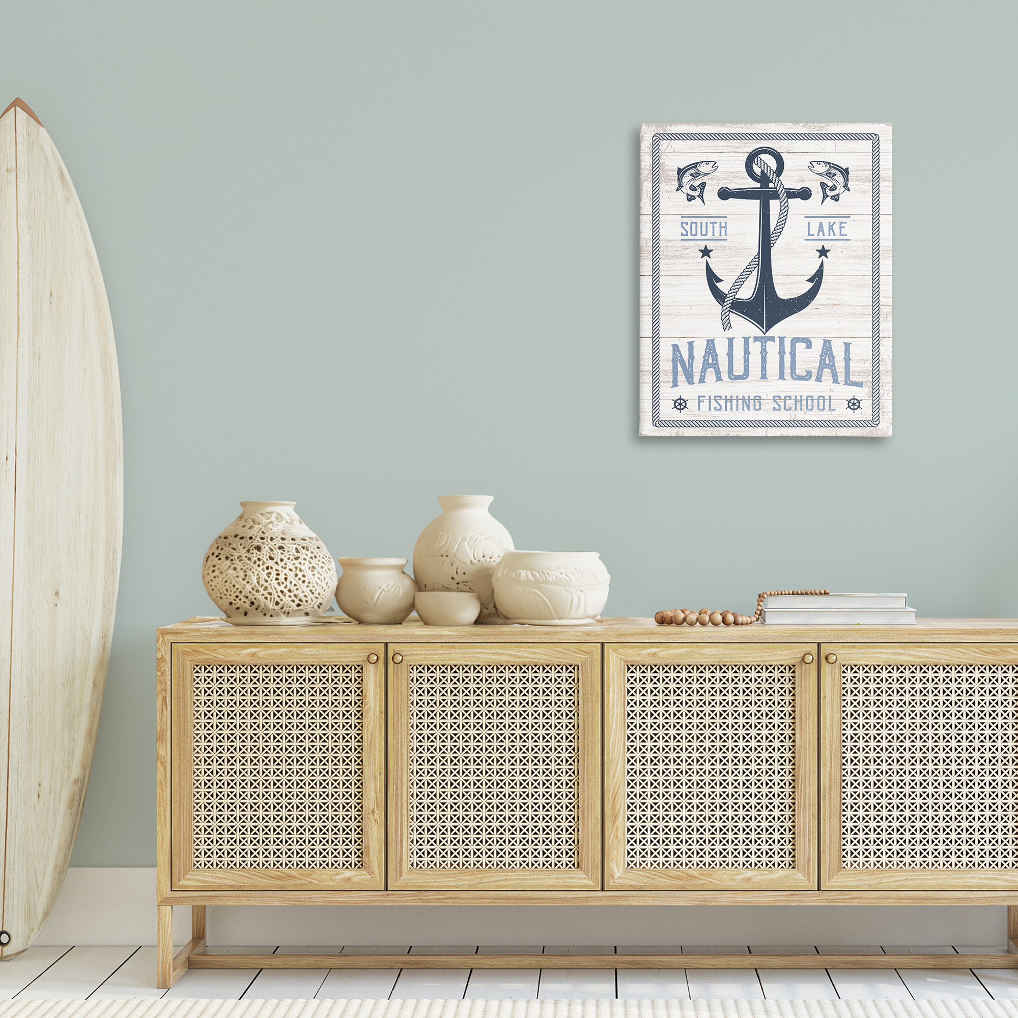 Stupell Industries Nautical Fishing School Nautical & Beach Painting Wrapped Canvas Art Print Wall Art, 24 x 30