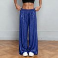 thumbnail image 2 of vigerkar Women Sequin Flared Trousers High Waisted Sparkly Wide Leg Trousers Party Clubwear Shiny Bell Bottom Pants (Blue, XL), 2 of 8
