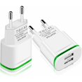 thumbnail image 1 of Cargador de toma de corriente USB, paquete de 2 2,1 A 5 V 2 puertos Adaptador de corriente LED universal de repuesto para iPhone 11 XR X XS Max 8 7 6 6S Plus 5S, Samsung Galaxy/Note, Pad, teléfono Xia, 1 of 4
