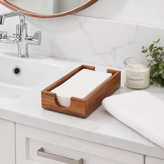 Napkin Holder for Bathroom, Wooden Guest Towel Holder Tray for Bathroom, Disposable Paper Hand Towel Holder for Bathroom Accessories, Dinner Napkin Holder for Kitchen Table Party