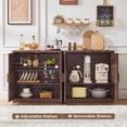 thumbnail image 4 of 2Pcs Leyaoyao Rattan Sideboard Buffet Cabinet with Storage, Boho Farmhouse TV Console & Coffee Bar Accent Cabinet for Living Room, Dining Room,Walnut, 4 of 9