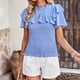 thumbnail image 4 of Elegante blusa informal de manga corta con cuello redondo para primavera y verano para mujer OAVQHLG3B Store lin121212, 4 of 5