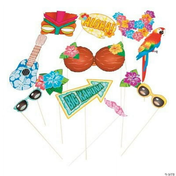Luau Photo Stick Props - Party Favors - 12 Pieces