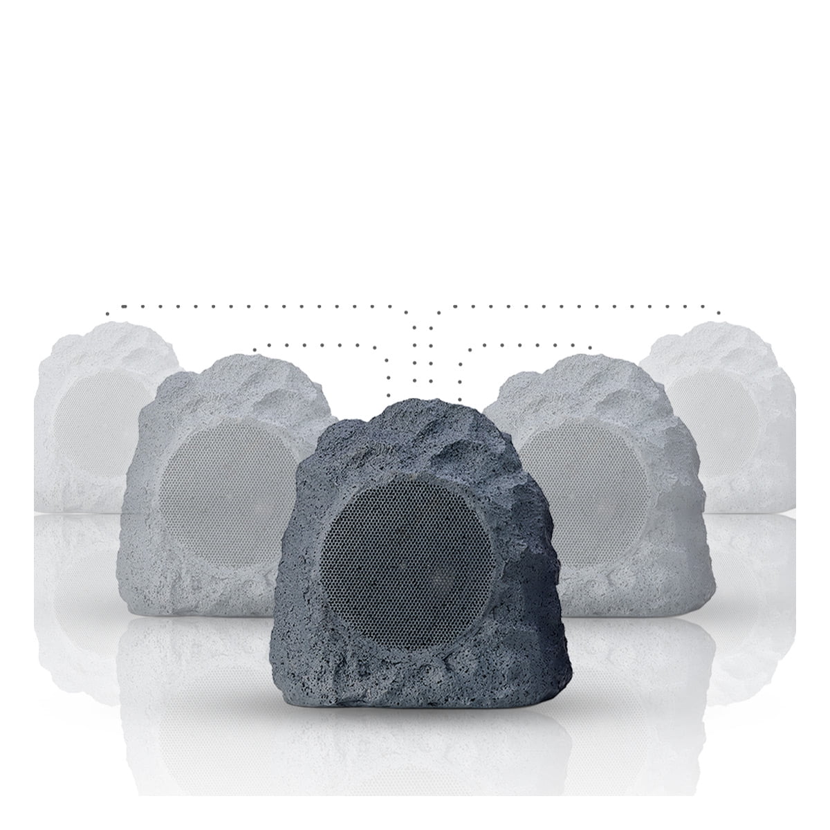 iHome Audio iHRK-400-PR Rechargeable Bluetooth Outdoor Rock Speakers with TWS Linking - Pair (Gray Lava)