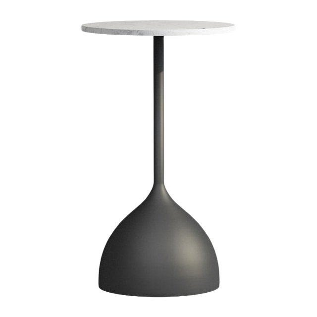 DOLITY Small Round Side Table Ornament Coffee Table for Indoor Balcony Living Room black white marble