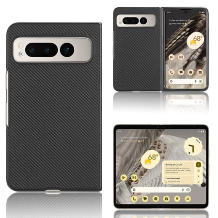 Slim Carbon Fiber Case for Google Pixel Fold, Aramid Fiber Thin for Google Pixel Fold Cover Supports Wireless Charging for Men and Women, Black