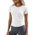 thumbnail image 4 of LIIPEE Womens Athletic T Shirts Summer Solid Color Short Sleeve Crew Neck Tees Ladies Lightweight Breathable Workout Training T Shirt,S, 4 of 7