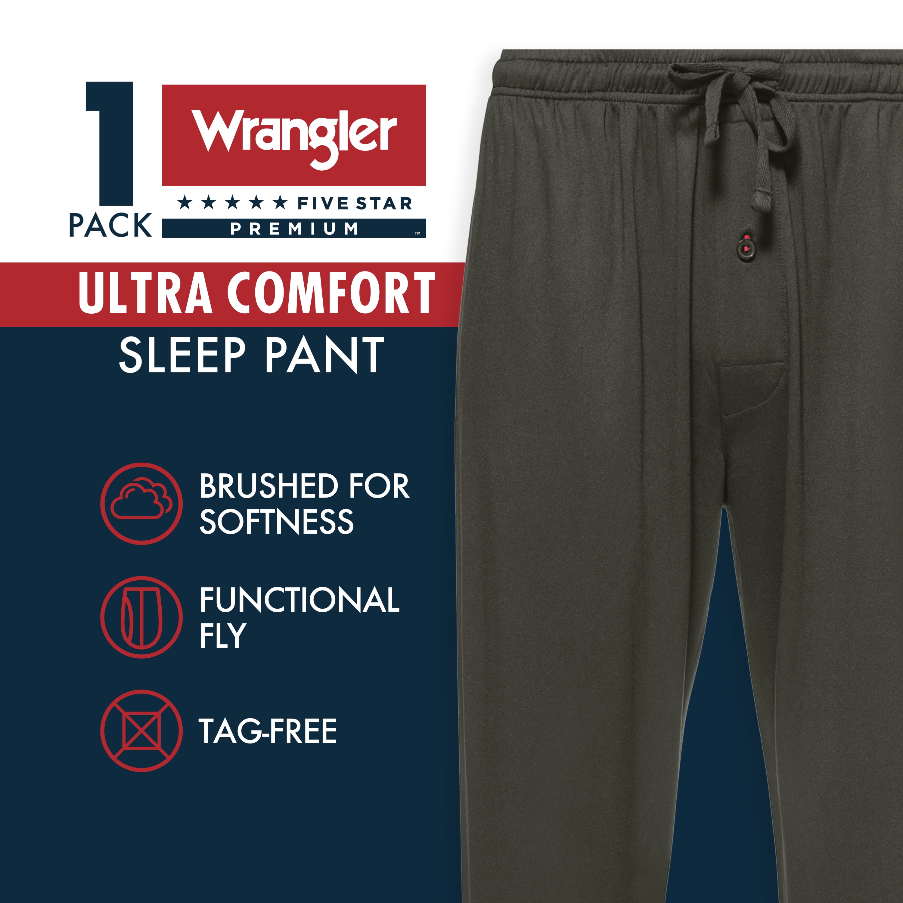 Wrangler Ultra Comfort Microfleece Men's Lounge Pants, Relaxed Fit, Plaid, 100% Polyester Fleece, M-2XL