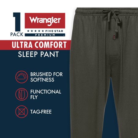 Wrangler Ultra Comfort Microfleece Men's Lounge Pants, Relaxed Fit, Plaid, 100% Polyester Fleece, M-2XL