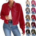 thumbnail image 7 of Aellinatey Women's Corduroy Autumn and Winter Button Long Sleeve Jacket, 7 of 7