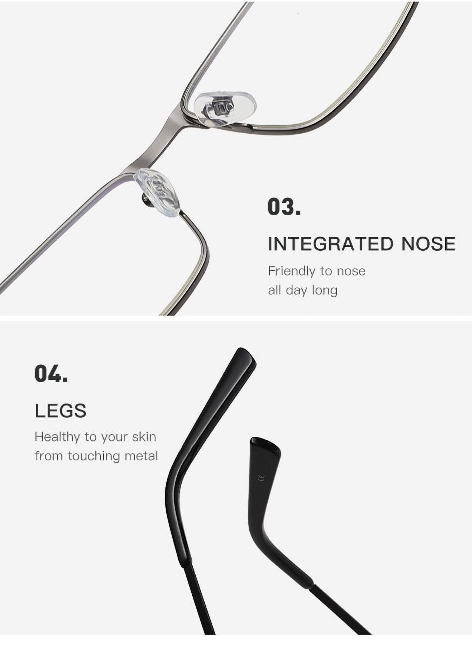 3 Pairs of Mens Classic HD Rectangle Reading Glasses +2.0, Metal Black Spring Hinges Classic Readers 2.0